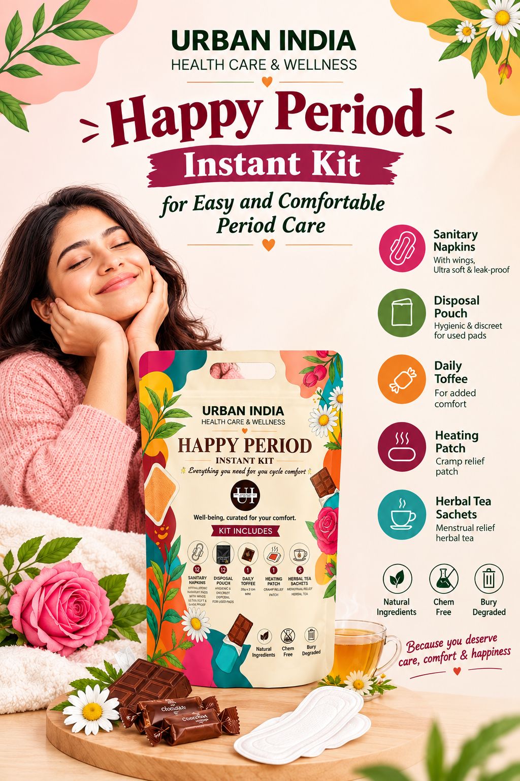 Happy Period Instant Kit for Easy and Comfortable Period Care